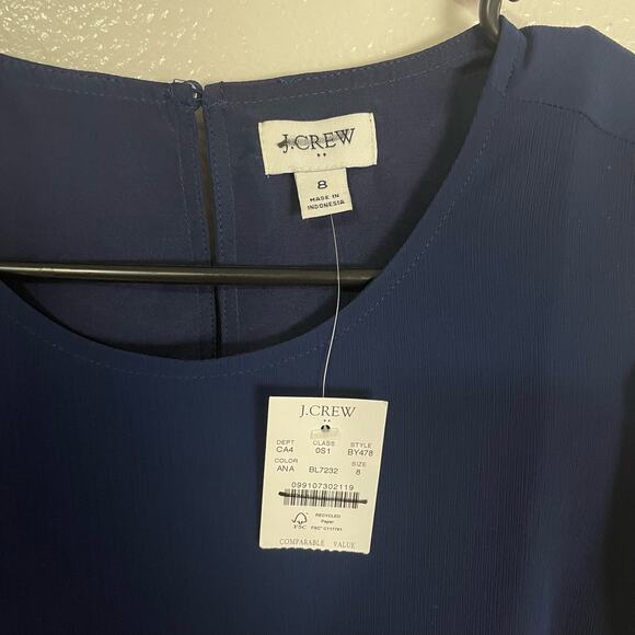 J Crew Flounce Hem Long Sleeve Lined Trendy Elegant Mini Dress US Women's 8 New - Picture 4 of 6